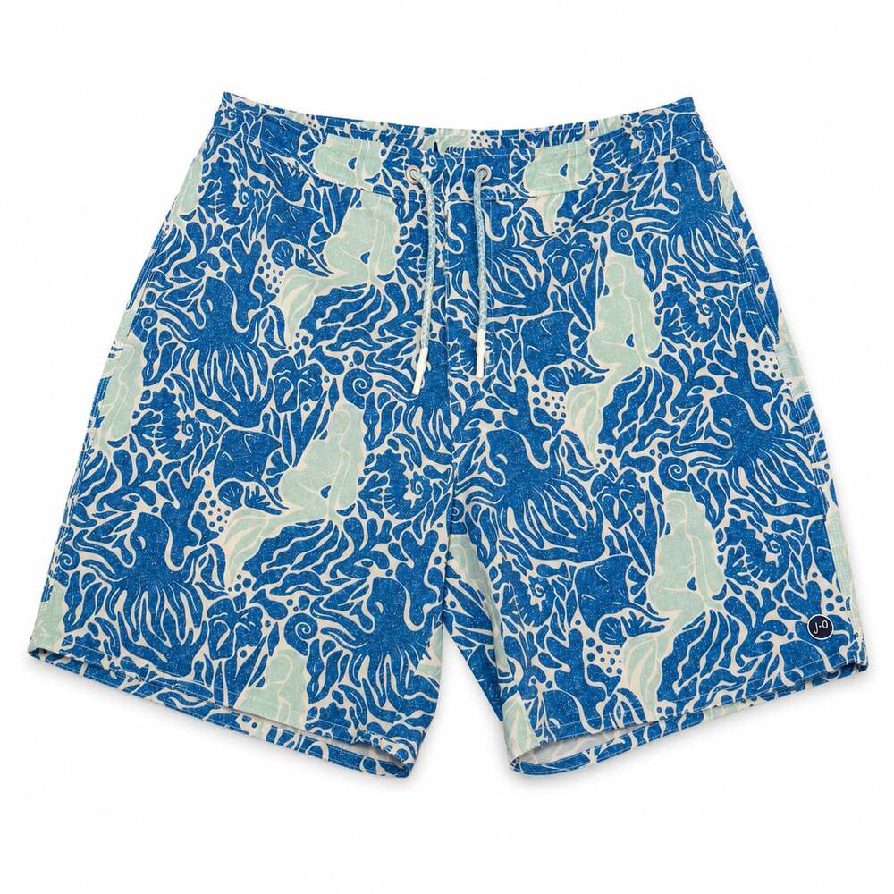 johnnie-O Men's Marine Life Print Swim Trunks mesh lined Large
